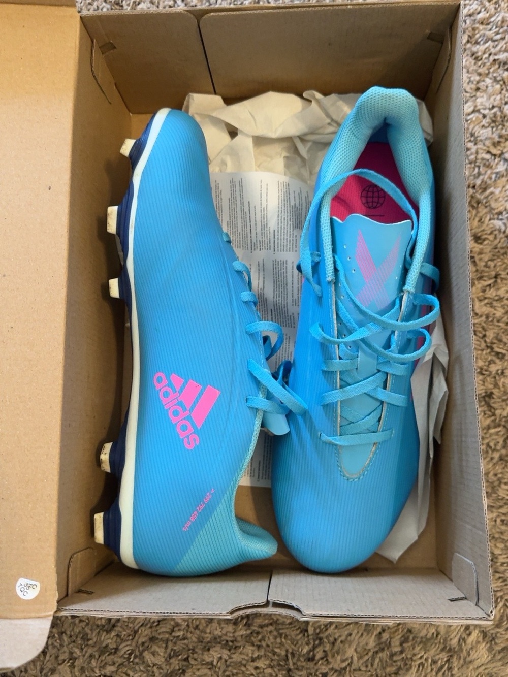 𝘼𝙙𝙞𝙙𝙖𝙨 X Speedflow.4 FxG Soccer Cleats Sky Rush Pink Men’s 12 Women’s 13 GW7518
